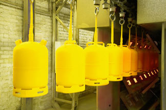 Repainted recycled gas cylinders